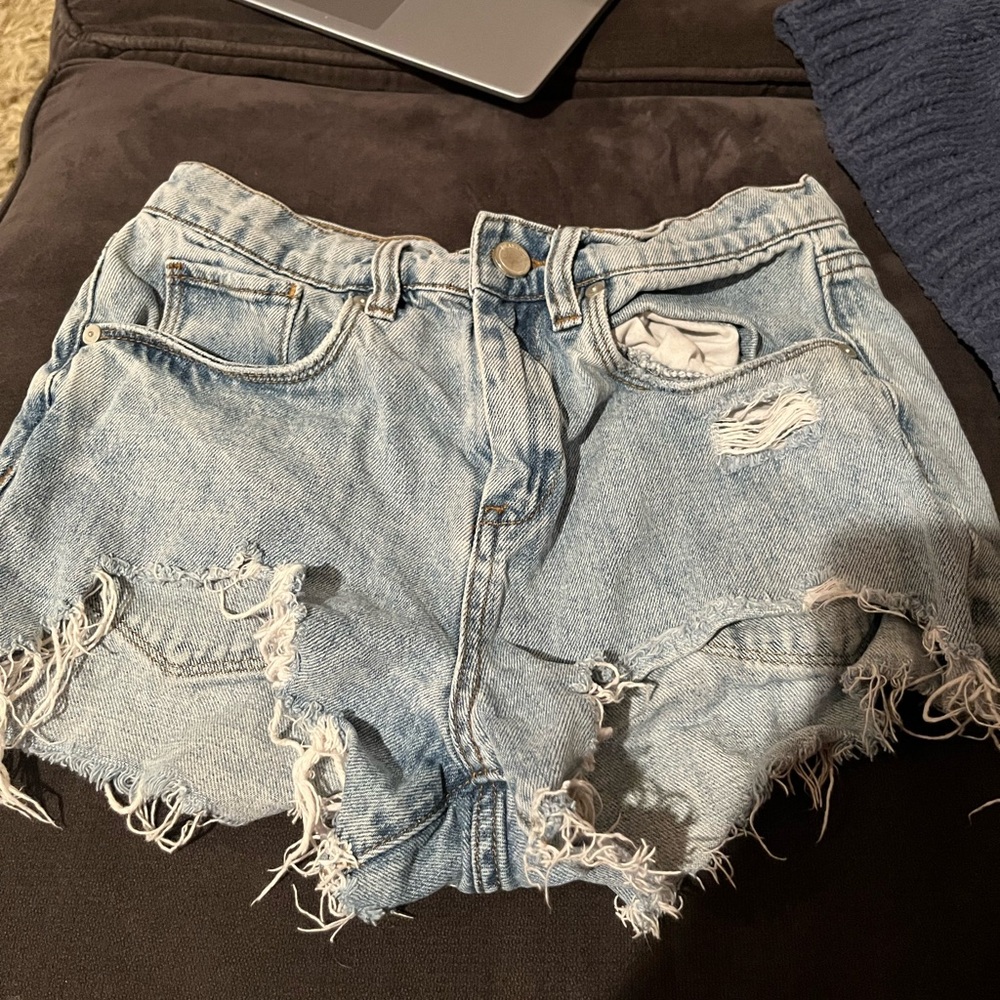 Blank NYC Light Blue Distressed Jean Shorts